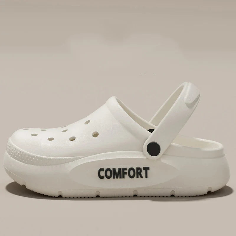Women's Men's Slippers Summer Anti-Slip Couple Hollow Covered Toe Indoor Outdoor Casual Thick Bottom Sandals for Home Adults