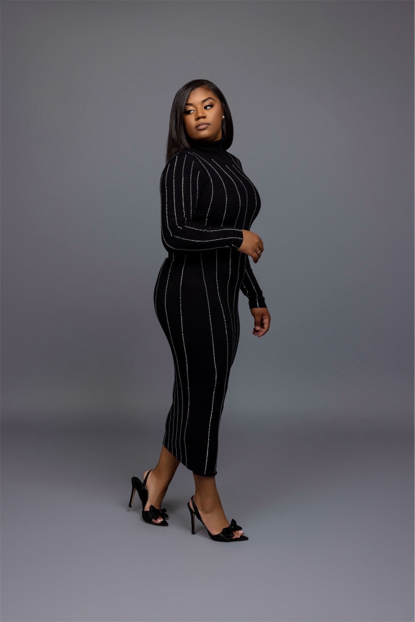 Black Sweater Dress with Embellishments