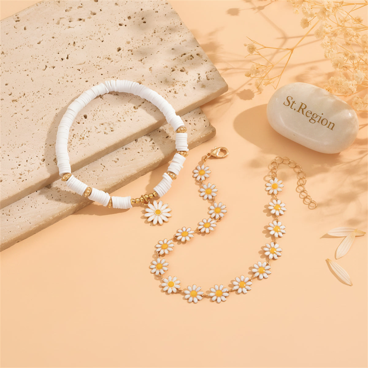 Enamel & Polymer Clay Goldtone Mum Stations Chain Anklet Set