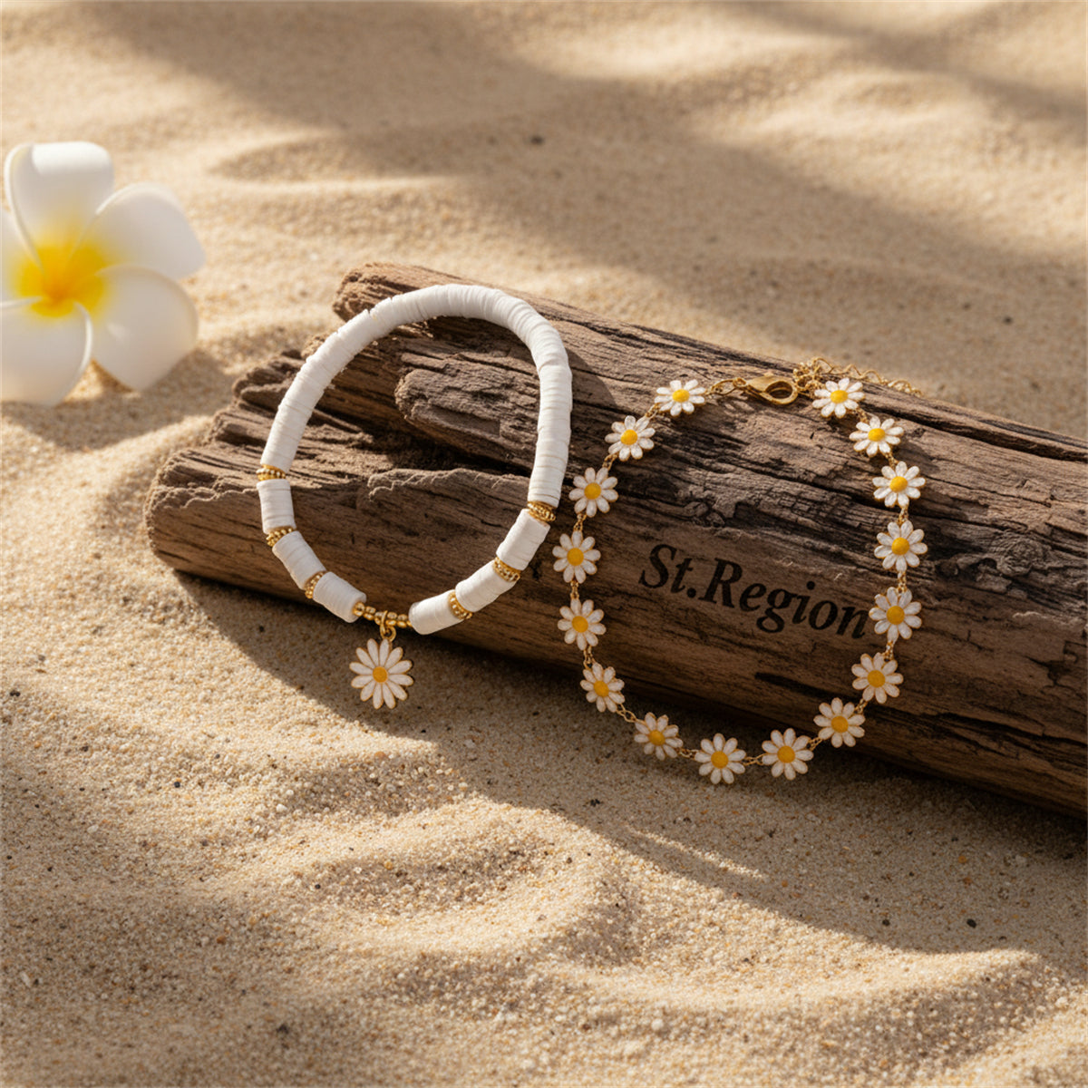 Enamel & Polymer Clay Goldtone Mum Stations Chain Anklet Set