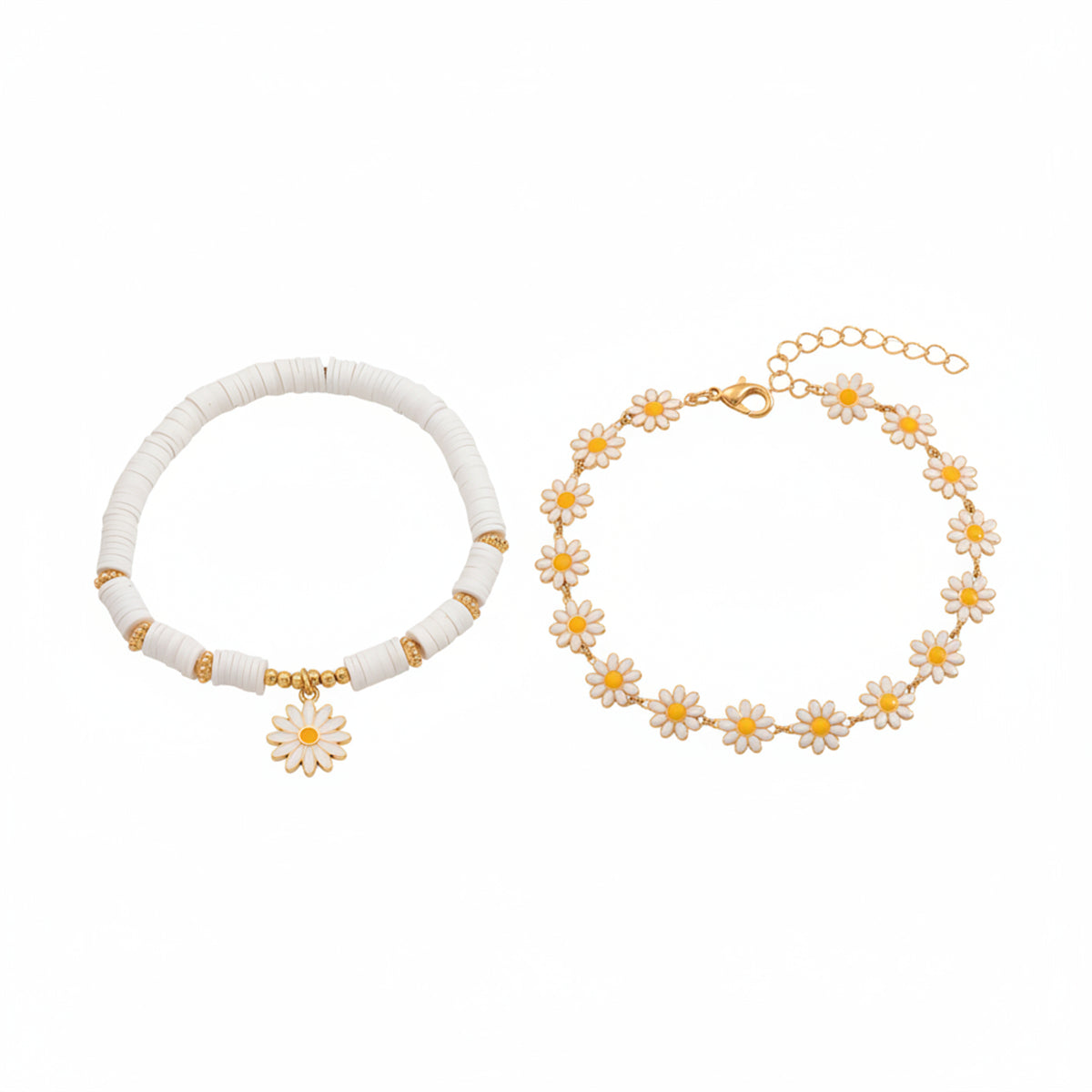 Enamel & Polymer Clay Goldtone Mum Stations Chain Anklet Set